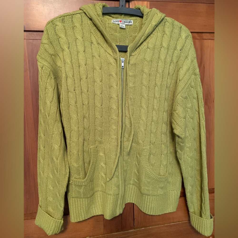 Love Change Zip Up Cable Sweater